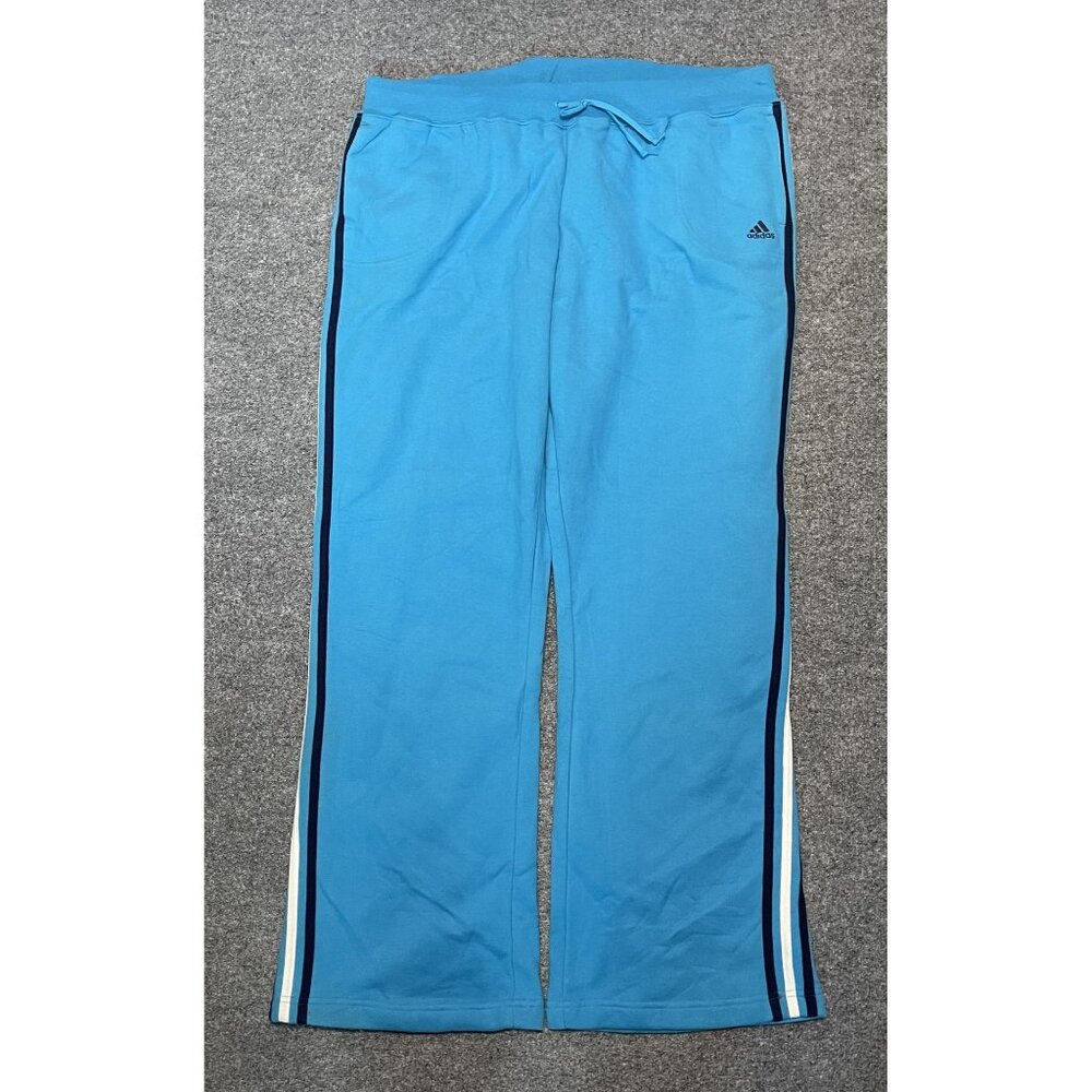 Adidas Vintage Blue Fleece Sweatpants Womens Athletic Lounge Pants Soft Comfy